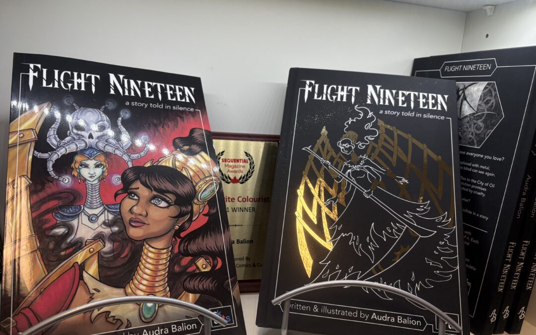 A photo of the soft cover and hard cover versions of Flight Nineteen by Audra Balion